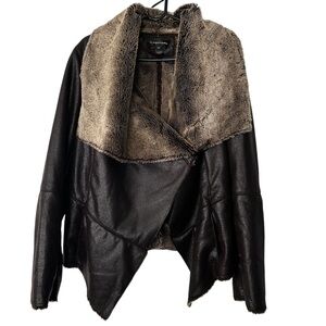 Bagatelle Faux Shearling Asymmetric Jacket - Brown XL